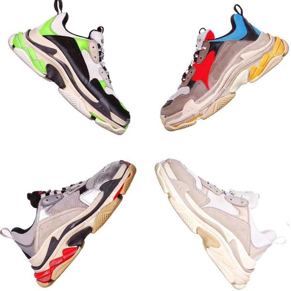

2019 luxury designer mens shoes fashion blue beige brown women platform sneakers triple s 17fw men ladies trainers casual shoes