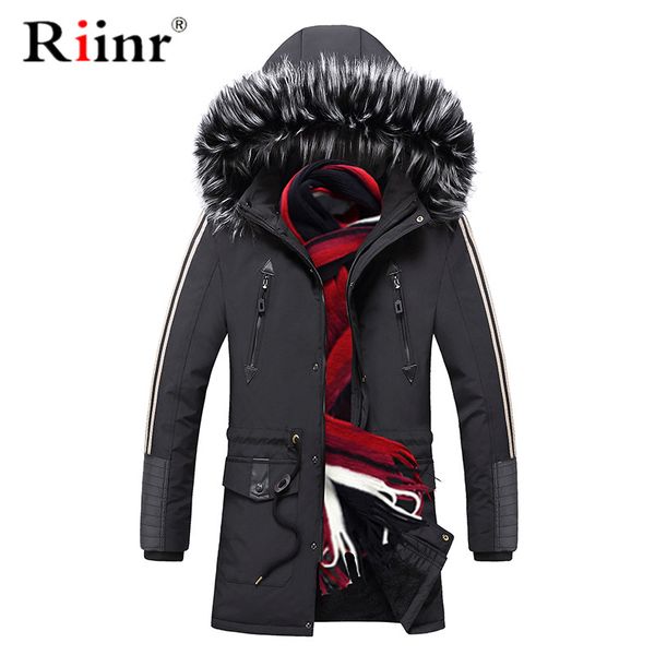 

riinr brand fashion jacket men parka 2019 autumn winter male warm hooded parkas coats men's casual solid color parkas, Tan;black