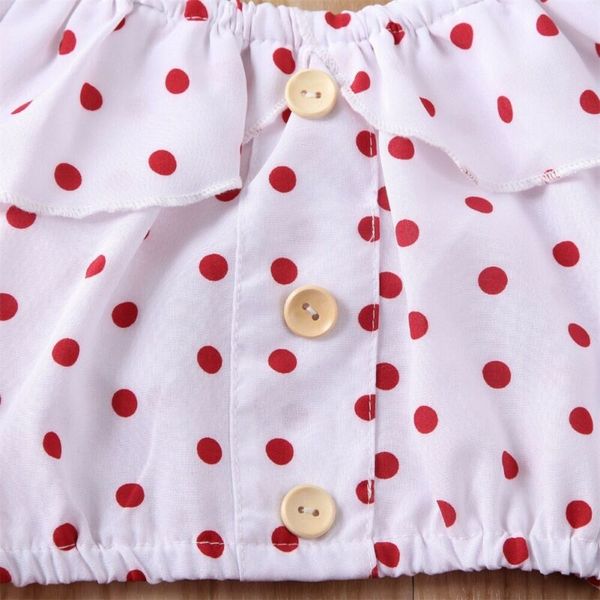 

summer toddler baby girls clothes off-shoulder polka dot crop red shorts pants kids outfit sunsuit set, White