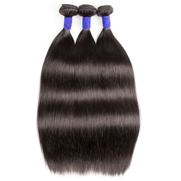 

10а бразильские девственные прямые пучки человеческих волос натуральный цвет индийские пучки волос 3 или 4 пучка 10-28 дюймов наращивание че, Black