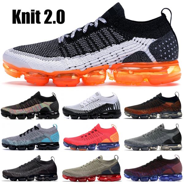 

triple black 1.0 knit 2.0 safari black multi color racer blue team red running sneakers asphalt grey women men designer shoes, White;red