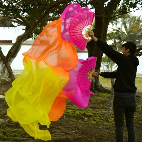 

100% real/imitation silk belly dance fans hand belly dancing fans handmade hand dyed silk chinese dance veil fan 180x90cm, Black;red