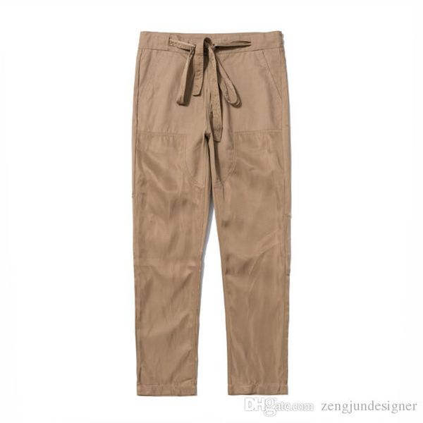 

mens casual дизайнерские брюки прямые сплошной цвет карманный кулиской homme одежда мода стиль hip hop повседневная одежда, Black