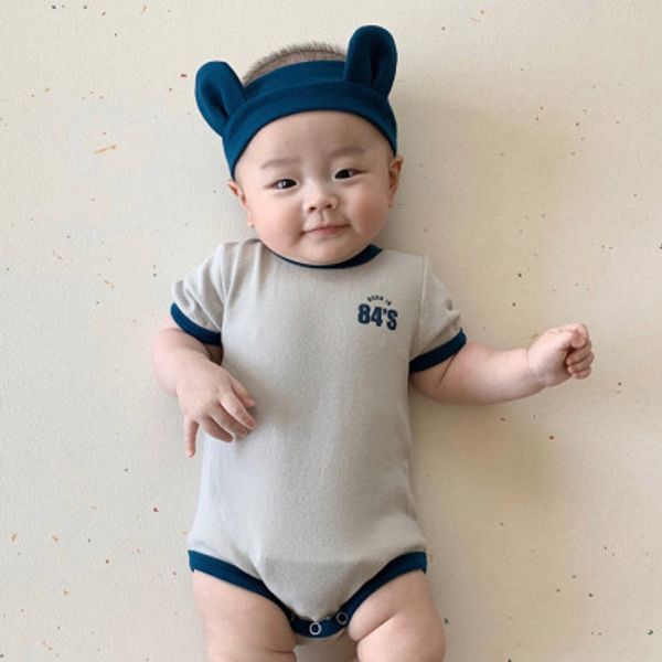 

2020 baby toddler letter print soft cotton romper sport style infant girls korean boys girls clothes, Blue