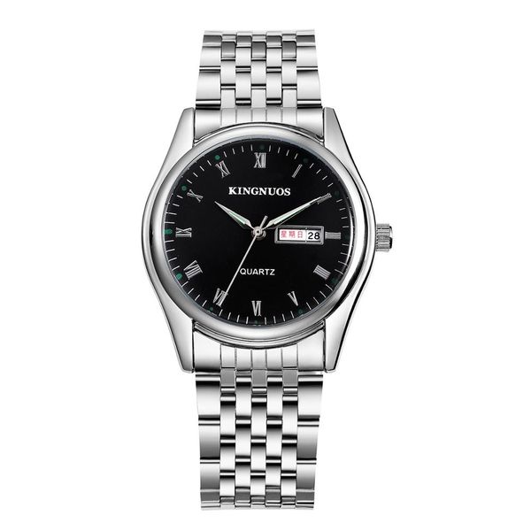 

kingnuos fashion rome numerals men women saats steel watches calendar waterproof luminous lovers quartz wrist watches relogio, Slivery;brown