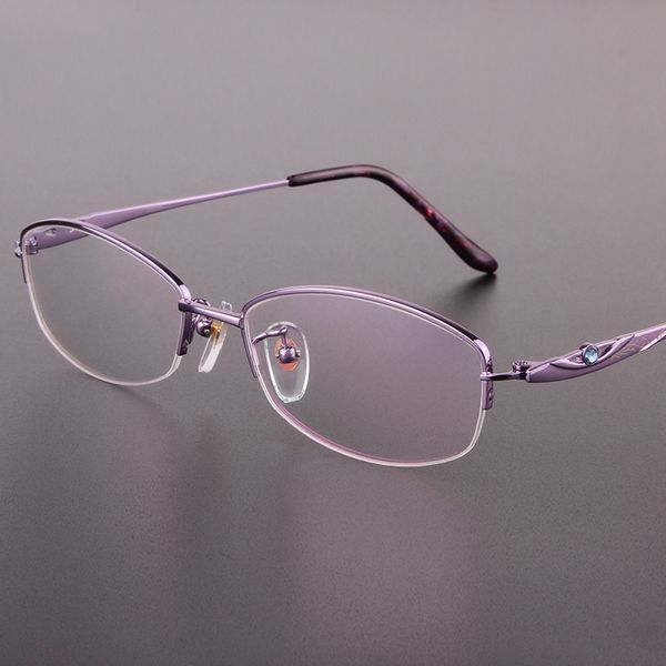 

the new fashion half-rimmed glasses frame pure titanium eyeglasses frame glasses women prescription eyewear 8313, Silver