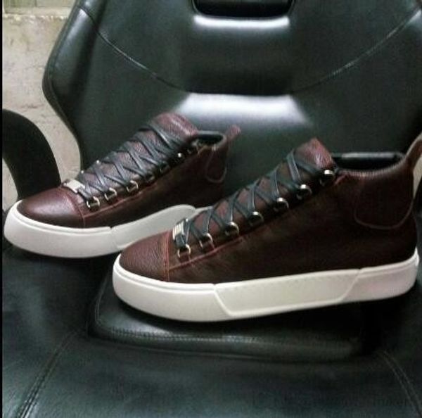 

blue sale_classic_man_genuine_leather_arena_shoes_flat_fashion_luxury_sneakers_high, Black