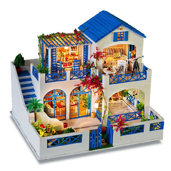 Miniature Luxury Garden Villa Wooden Puzzle Model Diy Dollhouse