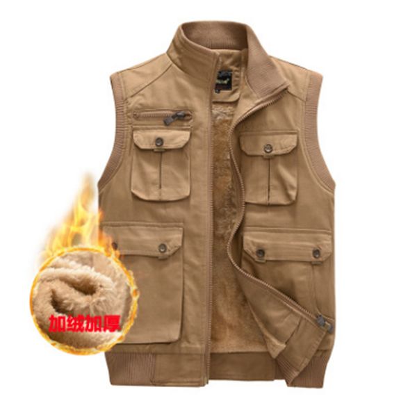 

new fashion winter warm vest men thicken fleece linned sleeveless jacket stand collar causal male cotton waistcoat plus size, Black;white