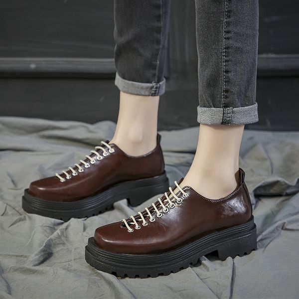 

women's shoes platform modis round toe casual female sneakers shallow mouth british style 2019 new preppy solid rubber, Black