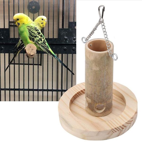 

высокого качество pet bird питатели natural bamboo tube parrot feeder box с деревянной базой для домашних птиц pet bowl другого bird supplie