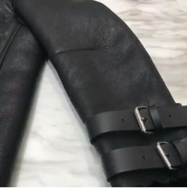 

leather jacket women sheepskin leather warm coat winter lamb fur coat thick motorcycle parkas 14113 mf309, Black