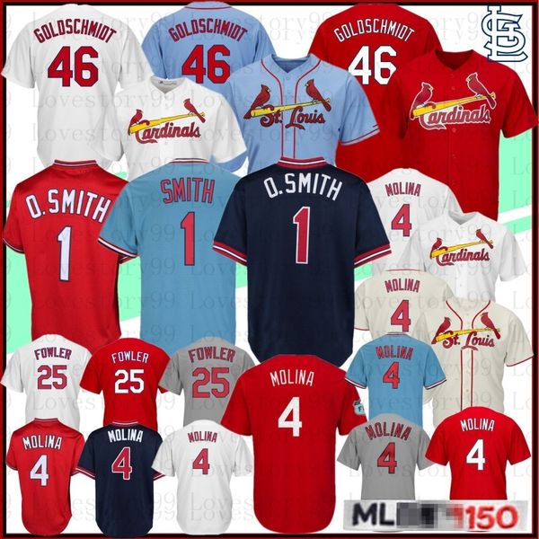 

46 paul goldschmidt st. louis new cardinal 150th baseball jersey 1 ozzie smith 4 yadier molina 25 dexter fowler jerseys 2019 shirt, Blue;black