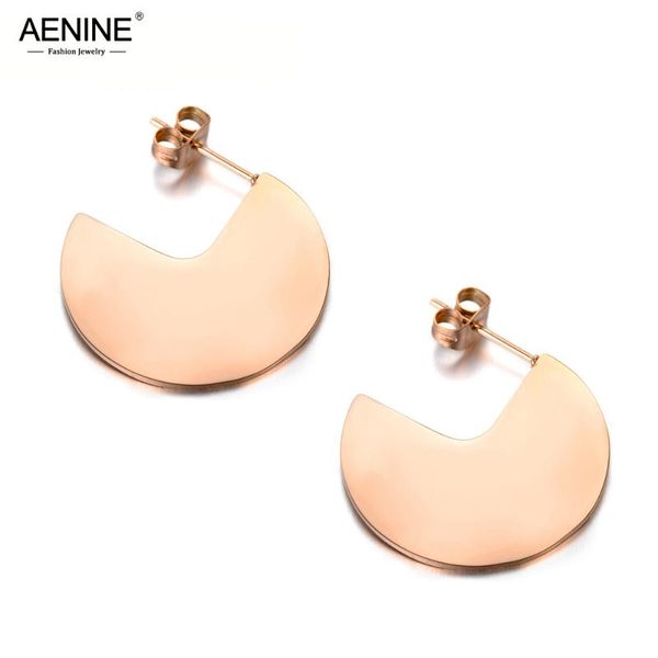 

aenine hyperbole glossy disc stainless steel jewelry bohemia geometry round stud earrings for women girls party gift ae18070, Golden;silver