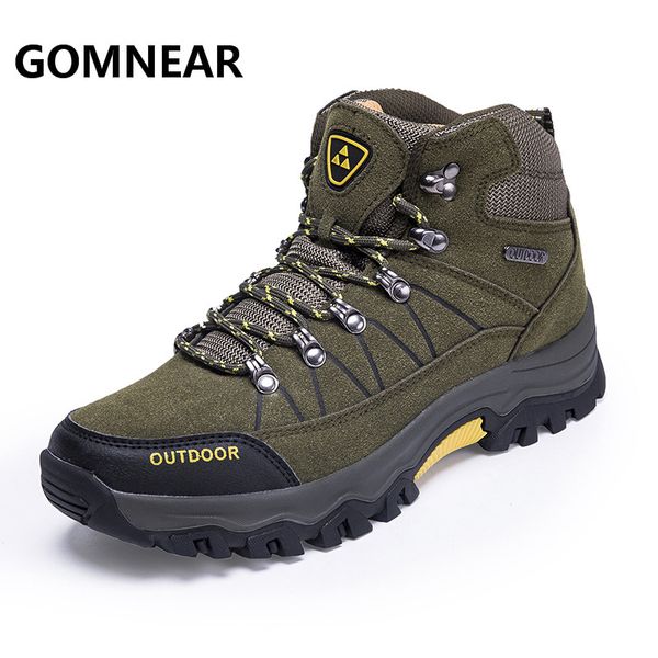 

gomnear men hiking shoes waterproof male outdoor tourism trekking shoes leather climbing mountain hiking boots sneakers