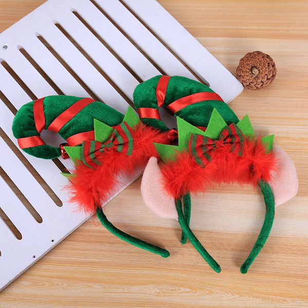 

1pc cartoon elf ear pointed hat kids christmas headbands hairpin cartoon xmas hair hoop happy new year party decor