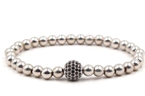 

8mm ft43 gold silver ball bead micro pave cz zircon cubic zirconia bracelet chakra macrame charm braided copper rope bangles, Black
