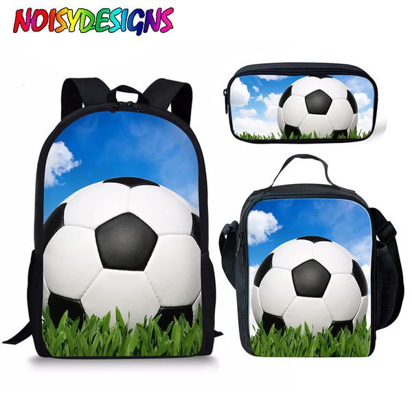 

noisydesigns 3pcs/set school bags for kids 3d foot ball printing school backpack children primary book bags boys shoulder