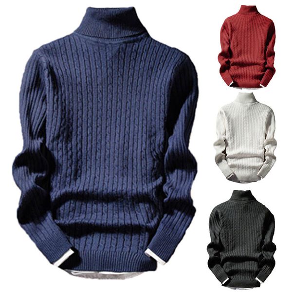 

2019 new style fashion men winter knitted sweater roll turtle neck pullover jumper warm sweatshirt, White;black