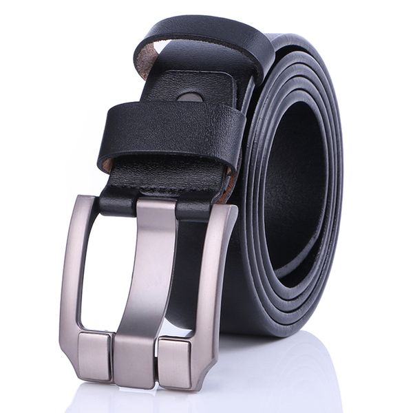 

new design men's cow genuine leather belts pin buckle belt for men accessories 3.8cm w zk-035, Black;brown