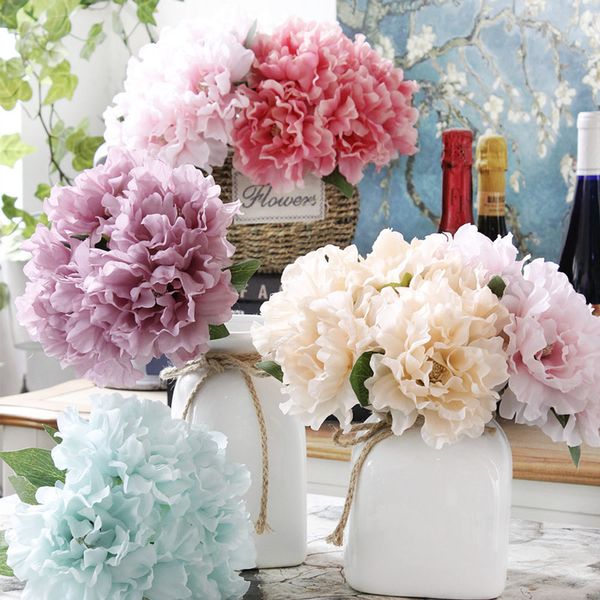 

5pcs/lots silk artifcial peony flowers bouquets hydrangea wedding wall decor white peony pink rose fake flowers diy accessories