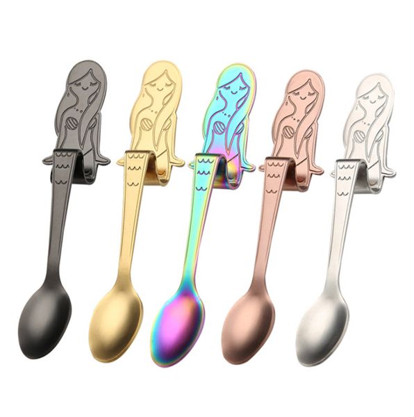 2019 Mermaid Coffee Spoon Kitchen Bar Cafe Tableware Scoop Curved