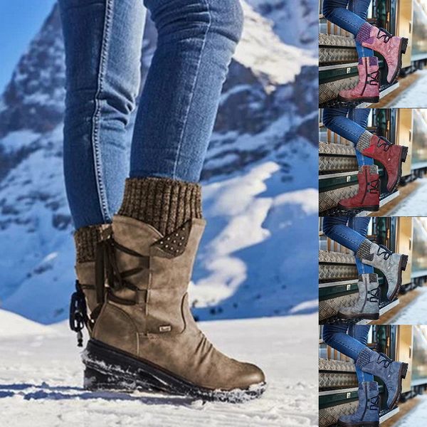 

puimentiua 2019 autumn early winter shoes women flat heel boots fashion knitting patchwork women's boots woman short botas, Black