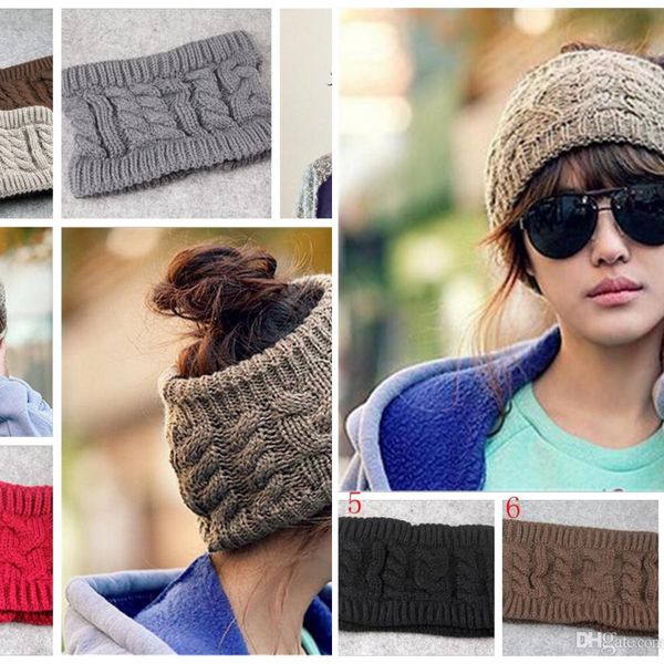

knit women hairband crochet caps headband winter ear warmer head hat empty winter hats christmas gifts yya431, Blue;gray