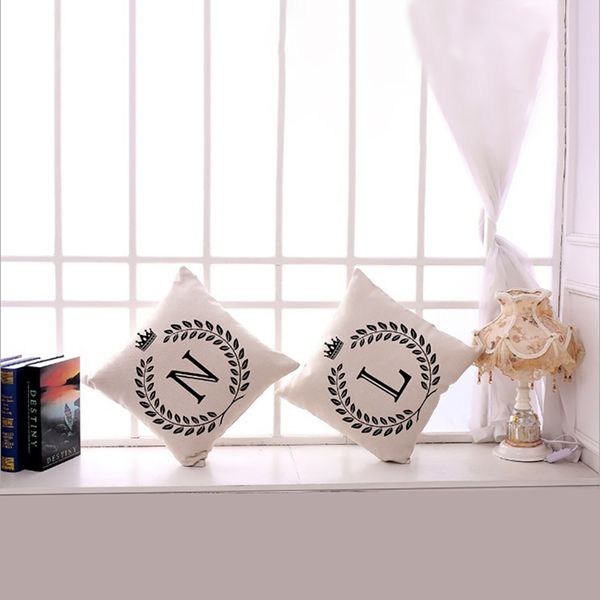 

soft comfortable breathable new cotton linen pillow cushion english alphabet printing pillow car home sofa decoration pillowcase