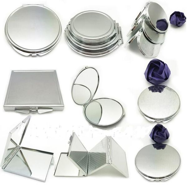 

compact mirrors 1pcs portable women stainless steel makeup mirror hand pocket folded-side cosmetic make up small various shapes double
