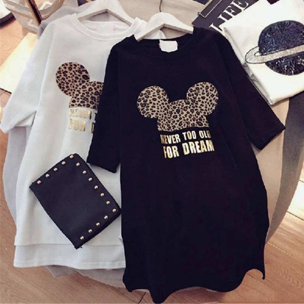 

new women's dresses with animal lovely luxury summer dress for women black white color short sleeve long tee dress -2xl 0, Black;gray