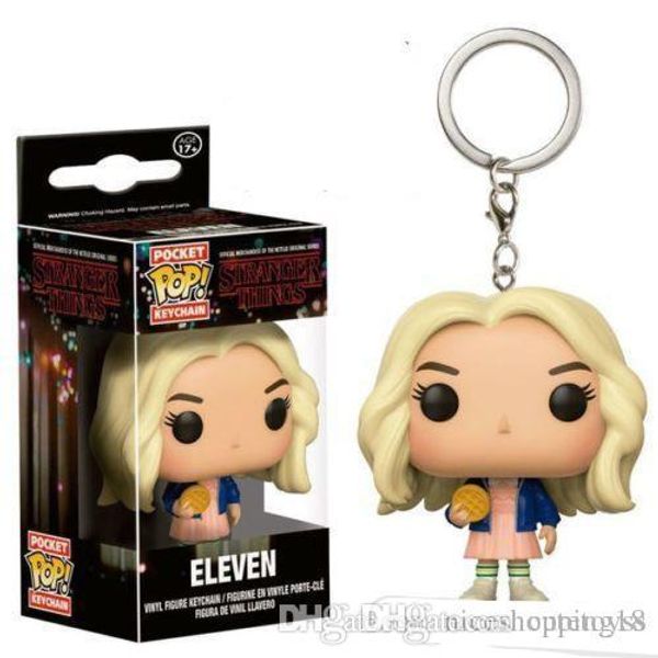 

good discout funko pocket pop keychain - stranger things eleven with long hair vinyl figure keyring with box toy gift good quality t573