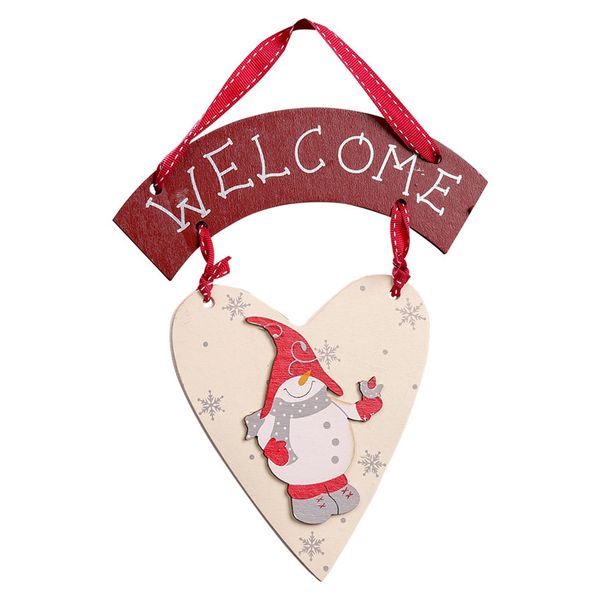 

new year christmas wooden love heart snowman plate welcome door hanging wooden pendant xmas decor noel natale kerst navidad