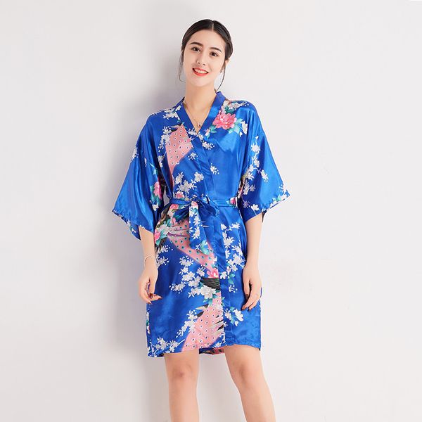 

kimono lingerie home clothing gown mini sleepwear print bride bridesmaid wedding robe women nightdress bathrobe homewear, Black;red