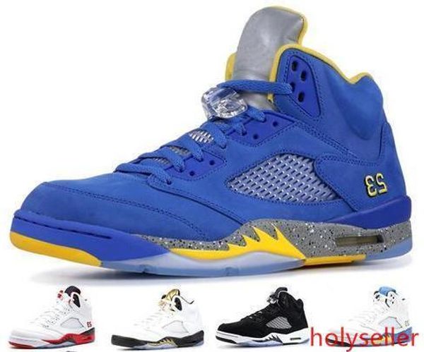 

5s mens designer basketball shoes 5 bred laney blue red suede white cement og metallic black oreo trainer sports sneakers size 41-47