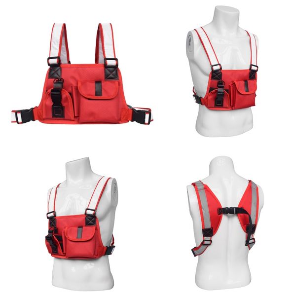 

tactical vest chest bag reflective strap radio harness chest front pack pouch holster vest rig bag