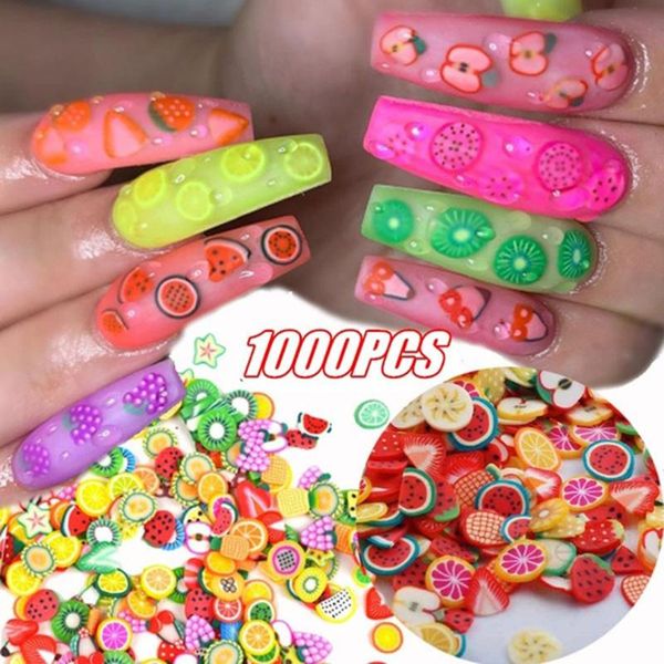 

nail art jewelry fruit piece feather mixed soft pottery beauty tools patch 1000 pieces nails accessories sticker, Black