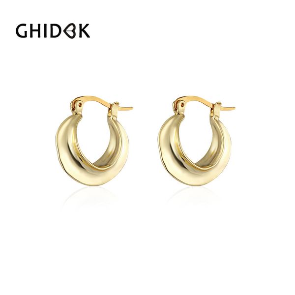 

charm ghidbk 1.8cm metal small hoop earrings for women unique aretes irregular huggies cartilage piercing, Golden