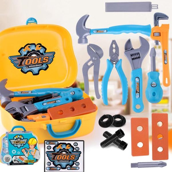 

1 set realistic tool box toy drill kit tool box suitcase kids pretend play handyman educational toys for kids gift