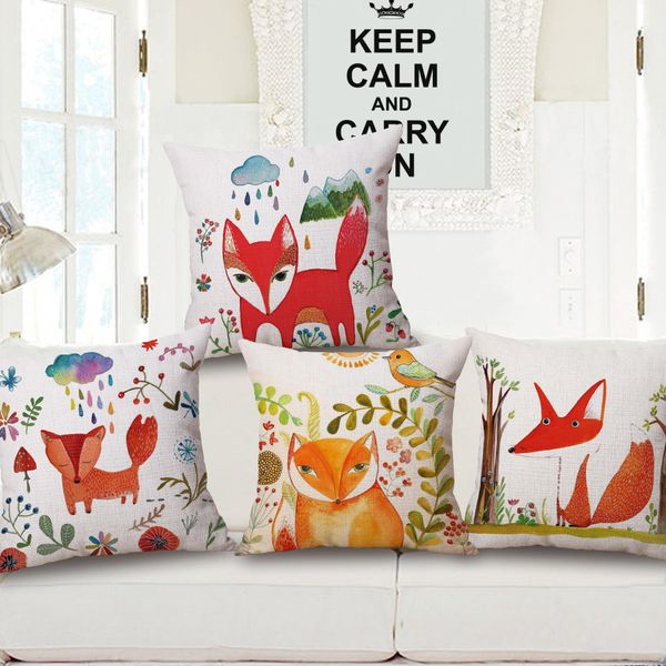 

red small fox cotton pillow sofa cushion foreign trade sellers back cushion