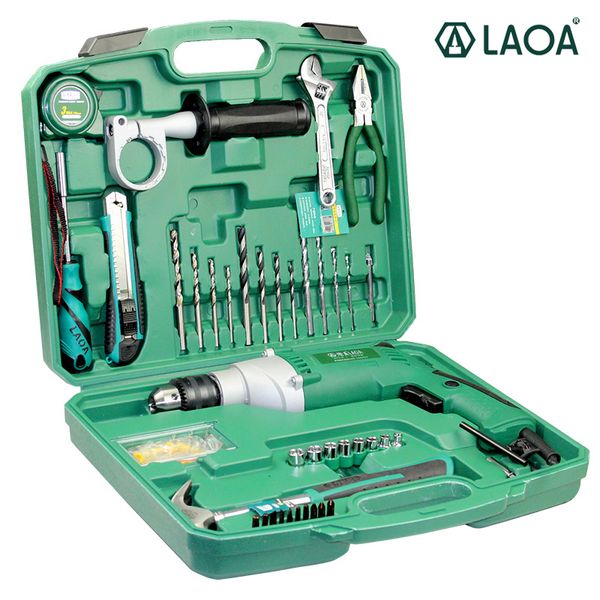 

laoa electric tools 810w household multifunction electric impact drills set with spanner pliers socket hammer screwdriver bits