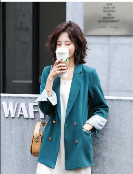 

малый костюм куртка женская осень / зима 2019 новый модный прилив свободный длинный костюм в нише шикарный дизайн чувство, White;black