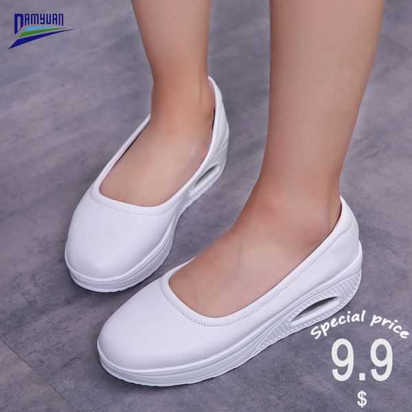 

damyuan platform shallow shoes women flat soft loafers ladies zapatos de mujer breathable female air cushion sapato feminino, Black