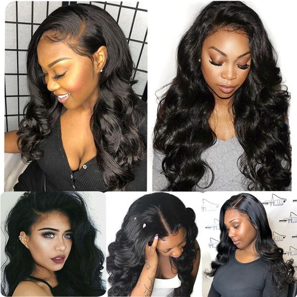 

lace frontal wigs brazilian human hair wig body wave pre plucked remy hair lace front wigs with baby hair for woman, Black
