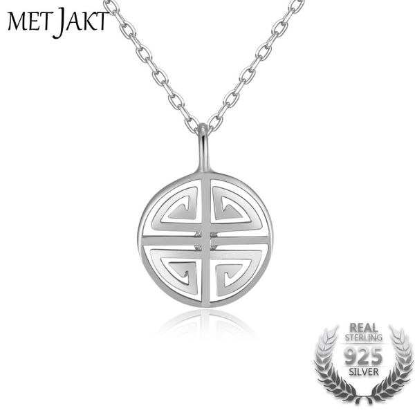 

metjakt double happiness and long life charm 925 sterling silver adjustable sizes chain pendants necklace for women's jewelry