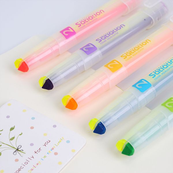 

1pcs creative double head double color fluorescent pen highlighter pen highlighters color marker school kawaii art supplies, Black;red