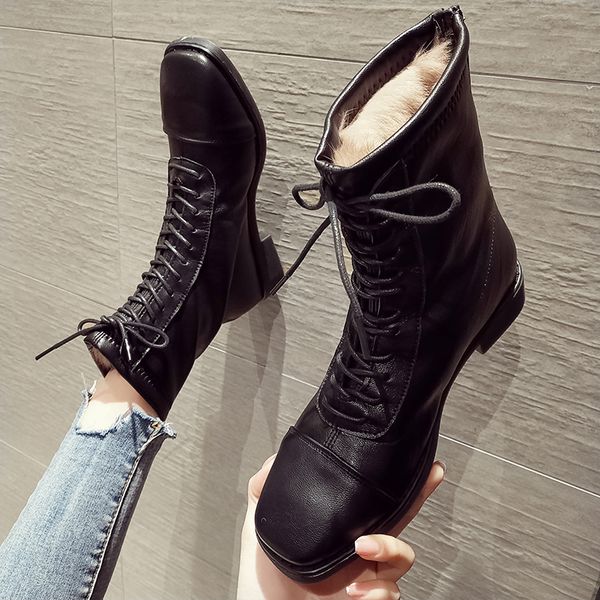 

обђв зимние апоги lady ђзелок пинеки женина 2019 низкий каблђк кѬђглй toe Ѭокон Black
