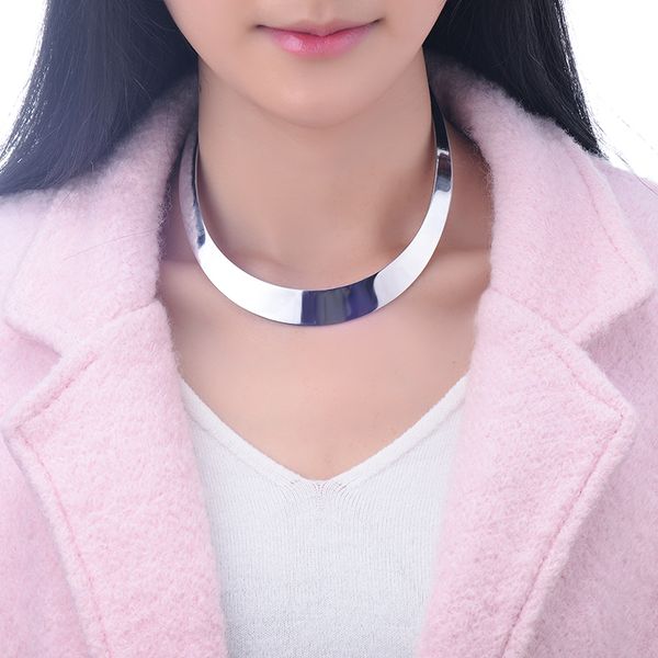 

choker necklaces 2016 torques fashion jewelry collar 316l stainless steel women choker necklaces wholesale, Golden;silver