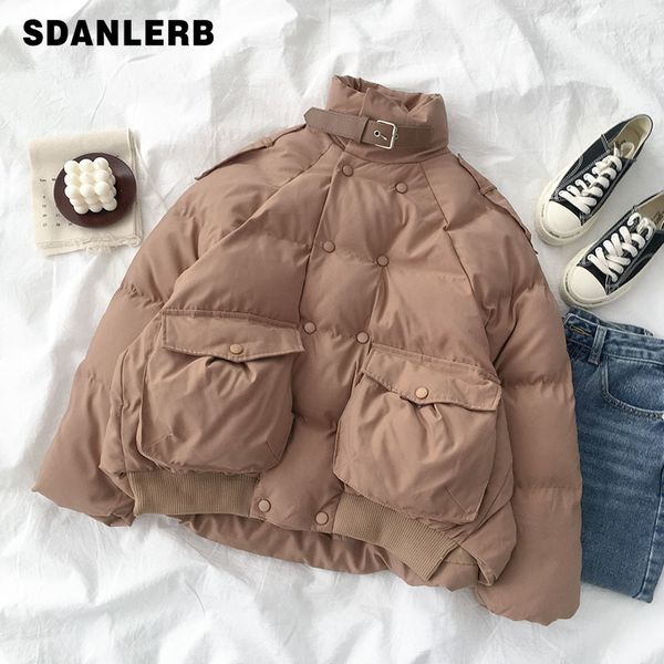 

bread coat women ins autumn and winter coat cotton-padded new women's parka loose-fit stand-up collar padded parkas femme, Black