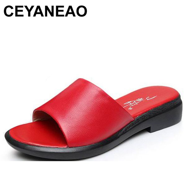 

ceyaneao 2019 summer women's slippers 2019 sweet flat heel shoes black white woman slides plus size 35-43e1883